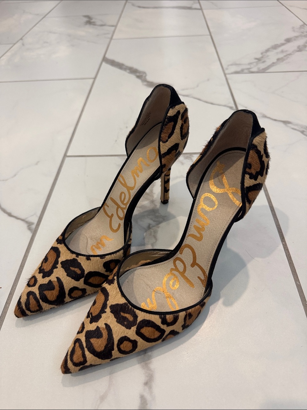 Sam Edelman Leopard Print Pointed D'Orsay Heels - Brown/Black